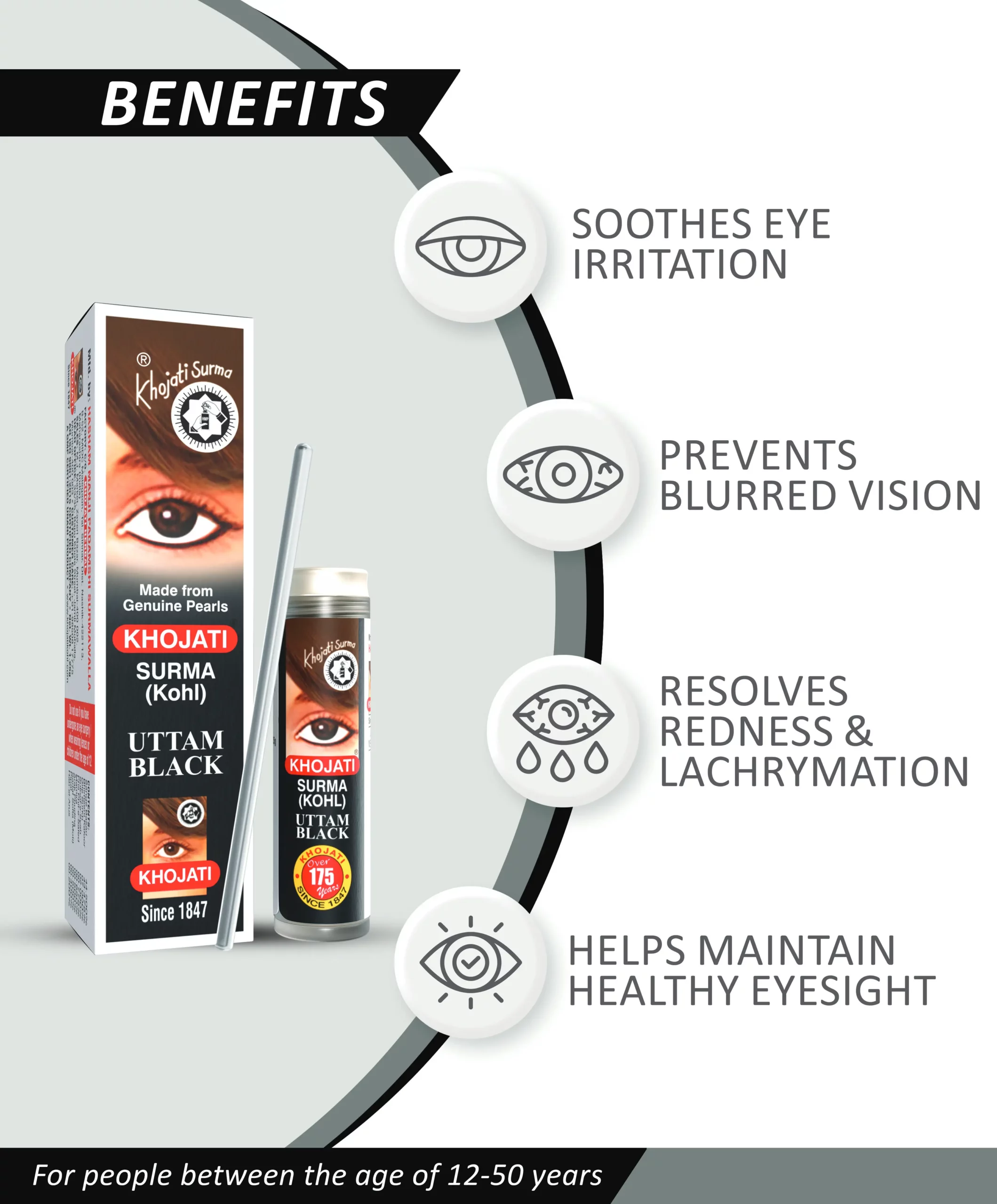 KHOJATI SURMA UTTAM BLACK 1.25gms - Image 2